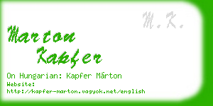 marton kapfer business card